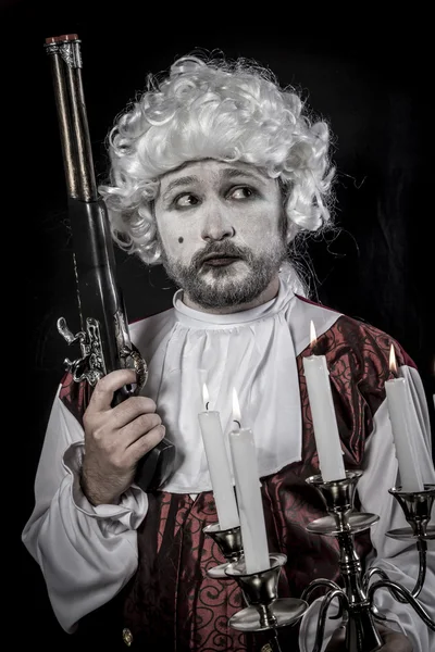 Gentleman rococo era wig, man dressed in vintage style — Stock Photo, Image