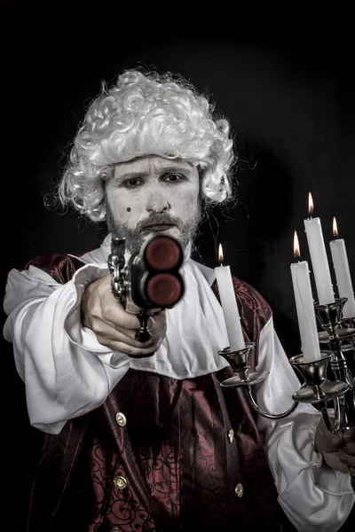 Duel tussen ridders, gentleman rococo tijdperk pruik — Stockfoto