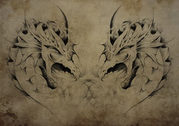 Dragons de tatouage — Photo