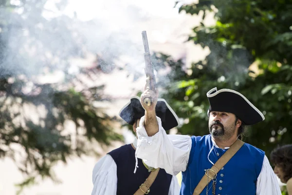 Royal Guardsman during the re-enactment of the War of Succession — Stock Photo, Image