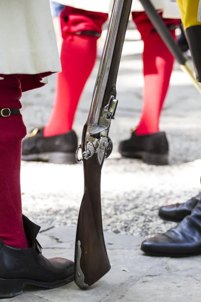 Guardia Reale durante la rievocazione della Guerra di Successione — Foto Stock