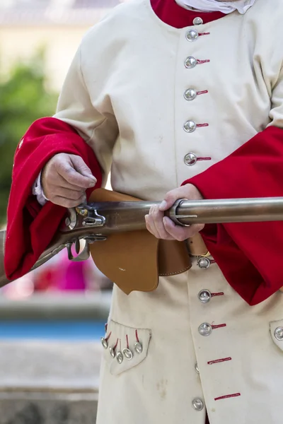 Royal Guardsman during the re-enactment of the War of Succession — Stock Photo, Image