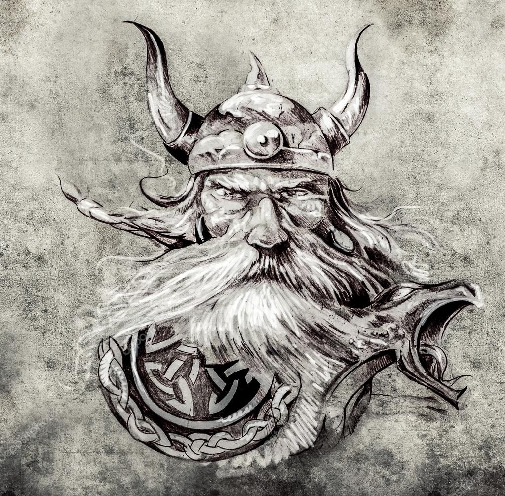 Esboço de um guerreiro viking Ilustração de ©outsiderzone #40100885, image size:1023x1004