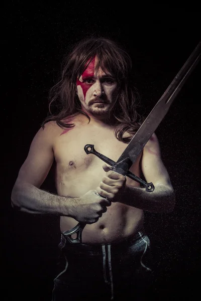 Warrior with big sword — Stock Photo, Image