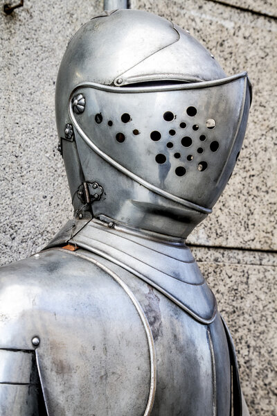 Spanish military armor, helmet and breastplate detail