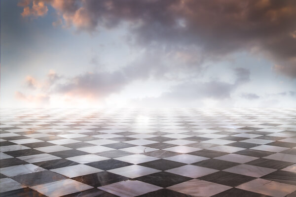 Шахматы, фигуры мраморный пол
