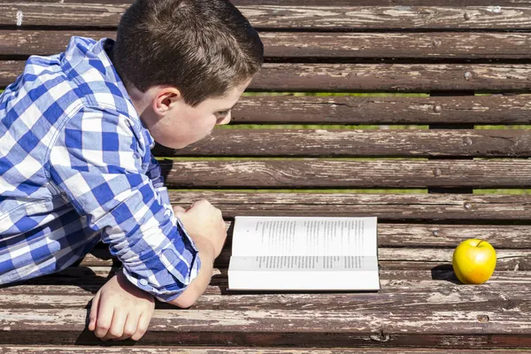 Boy reading a book in the Park — Stock Photo, Image