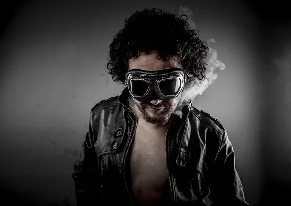 Male biker with sunglasses — Stock Photo, Image