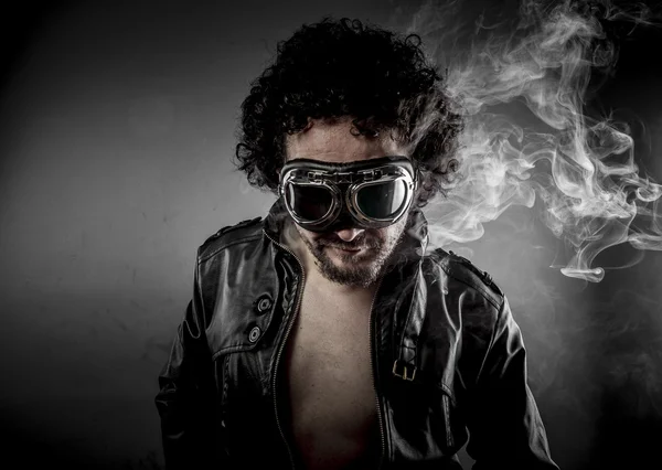 Male biker with sunglasses — Stock Photo, Image