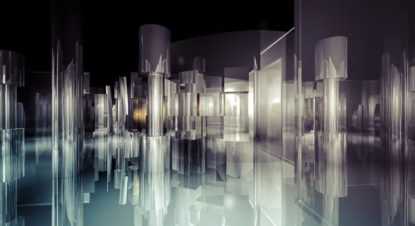 Hall edifício com luz e reflete — Fotografia de Stock
