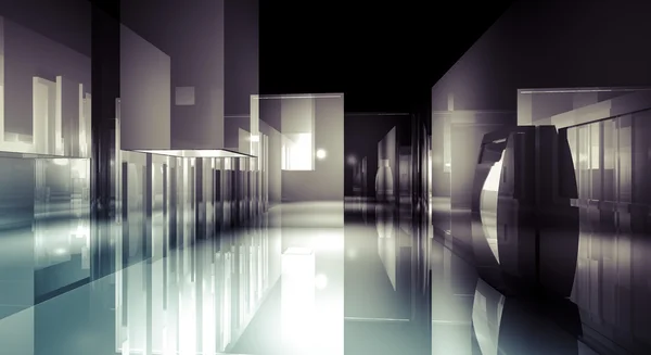 Hall edifício com luz e reflete — Fotografia de Stock