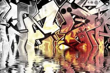 eski kirli duvarın üzerinden Graffiti