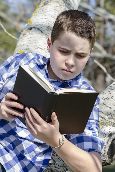 少年は本を読んで — ストック写真