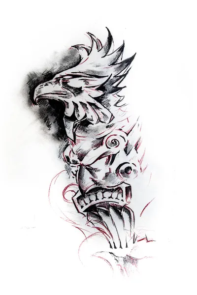 Totem, sketch of tattoo — Stock Photo, Image