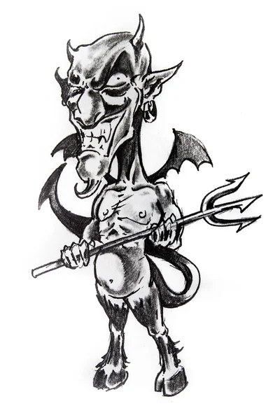 Devil sketch of tattoo — Stock Photo, Image