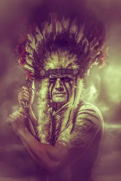 Guerreiro indiano americano — Fotografia de Stock