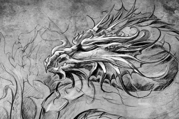 Medieval dragon head. — Stock Photo, Image
