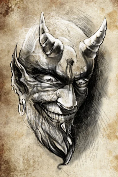 Tatuering djävul helvete — Stockfoto