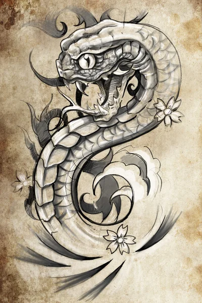 Ilustración de tatuaje serpiente —  Fotos de Stock