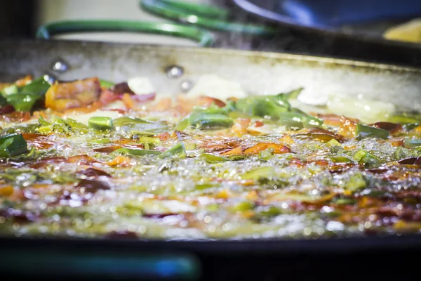 Detalhe fazendo paella — Fotografia de Stock