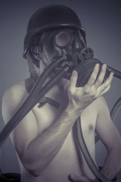 Man with black gas mask — Stock Photo, Image