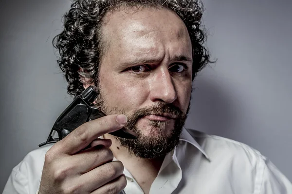 Man with cleaning spray — Stock Photo, Image