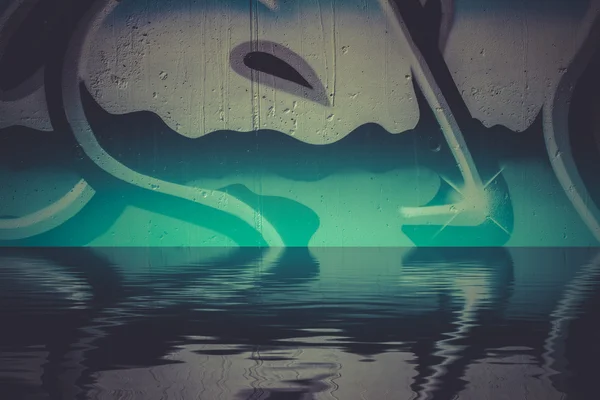 Graffiti spegelbild i vattnet — Stockfoto