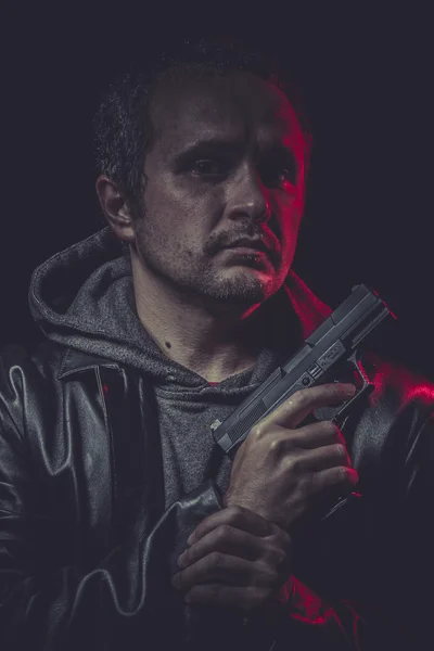 Secret agent with gun — Stock Photo, Image