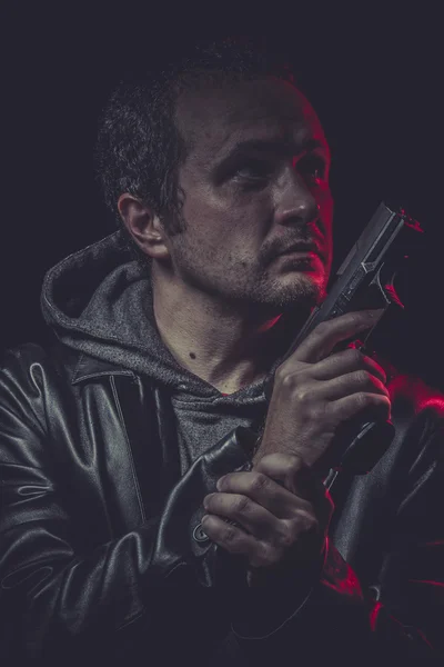 Secret agent with gun — Stock Photo, Image