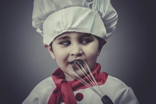 Grappige chef-kok van de jurk kind — Stockfoto