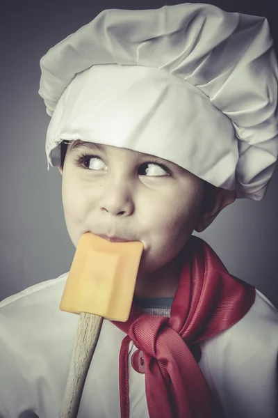 Child dress funny chef — Stock Photo, Image