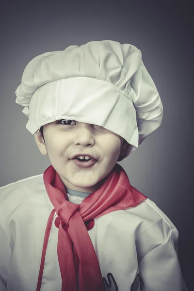 Grappige chef-kok van de jurk kind — Stockfoto