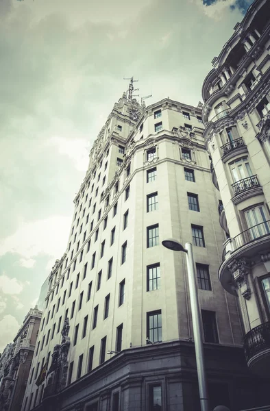 Gran via, obraz města madrid — Stock fotografie