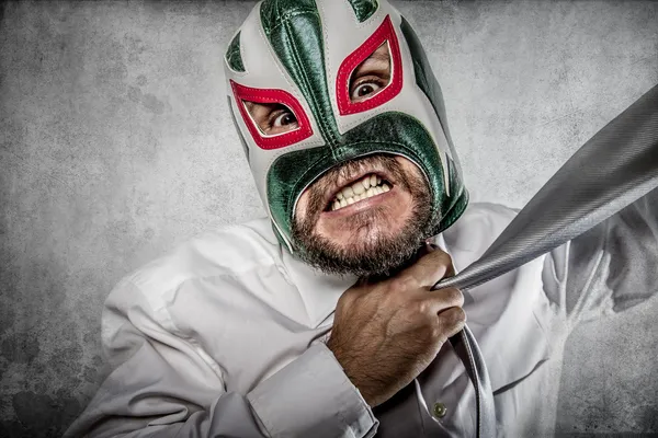 Man in Mexicaanse worstelaar masker — Stockfoto