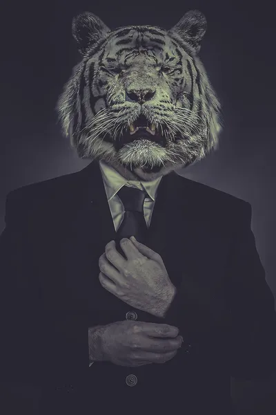 Tiger-headed man — Stockfoto