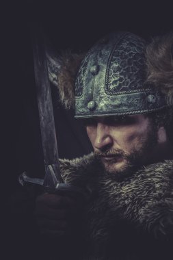 Viking savaşçısı büyük bir kılıç ile