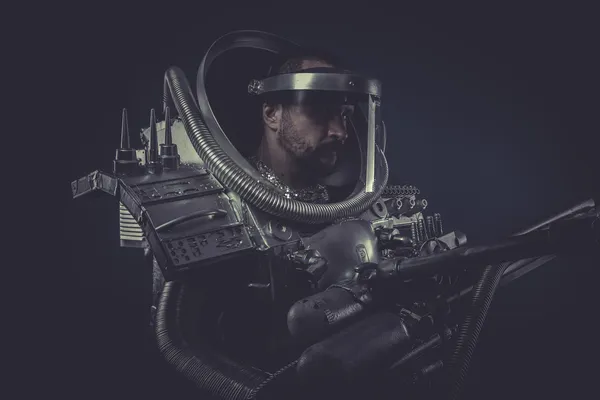 Spaceman gümüş zırh — Stok fotoğraf