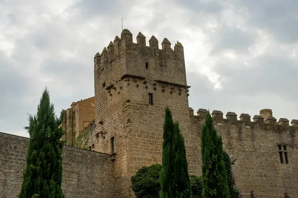 Spanya Navarra Daki Olite Şehrinin Ortaçağ Kalesi Duvar Siperler Kale — Stok fotoğraf