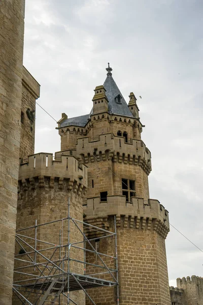 Medeltida Slott Staden Olite Navarra Spanien Vägg Murar Och Fästning — Stockfoto