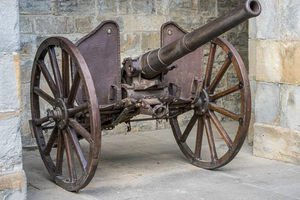在西班牙纳瓦拉省潘普洛纳设防城堡的军用大炮 19世纪的铁制大炮 用于卡尔斯特战争 — 图库照片