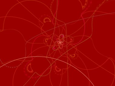 Modern tasarım için kırmızı dekoratif soyut arkaplan. renkli fraktallar ve geometrik şekiller