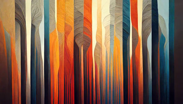 Plumas Bosque Como Diseño Cajas Colores Verticales Pared Piezas Cuadradas —  Fotos de Stock