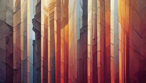 Skog Vertikala Färgade Lådor Vägg Fyrkantiga Bitar Som Bakgrund För — Stockfoto