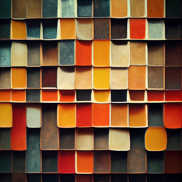Kolorowe Pudełka Ściana Kwadratowych Kawałków Jako Tło Tapety Lub Kreatywnego — Zdjęcie stockowe