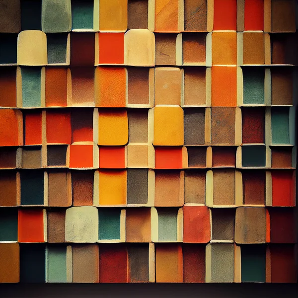 Tekstura Kolorowe Pudełka Ściana Kwadratowych Kawałków Jako Tło Dla Tapety — Zdjęcie stockowe