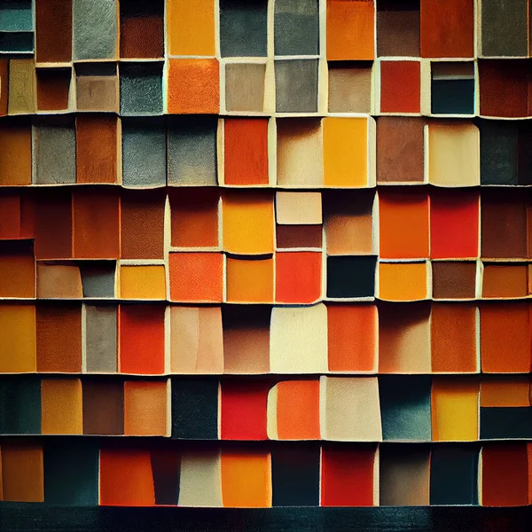 Aquarelkleuren Kleurrijke Dozen Muur Van Vierkante Stukken Als Achtergrond Voor — Stockfoto