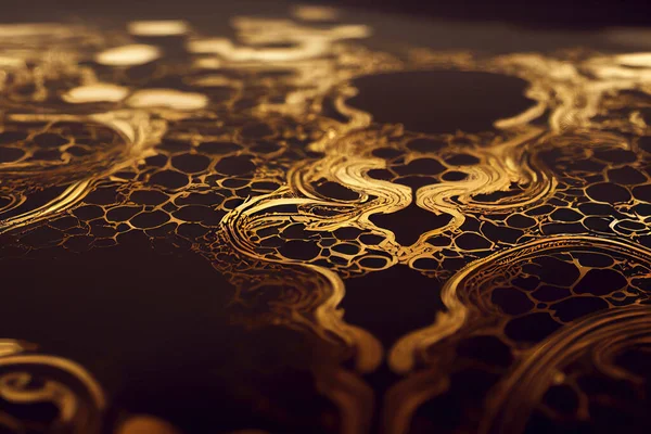 Fondo Floreale Dorato Con Acque Oro Inchiostri Colorati Immagine Decorativa — Foto Stock