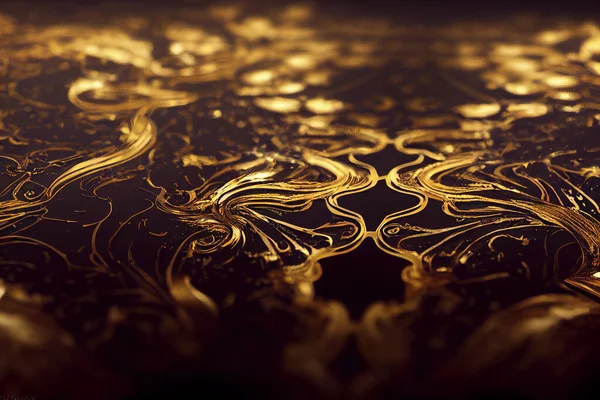 Filigránové Zlaté Pozadí Vodou Zlaté Barevné Barvy Dekorativní Obraz Pro — Stock fotografie