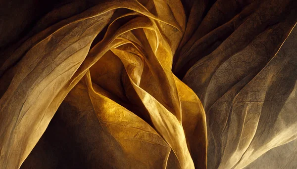 Tekstylia Złoty Materiał Pięknymi Fałdami Elegancki Dekoracyjny Lub Barokowy Obraz — Zdjęcie stockowe