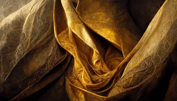 Πολυτέλεια Χρυσό Ύφασμα Όμορφες Πτυχώσεις Κομψή Διακοσμητική Μπαρόκ Εικόνα Για — Φωτογραφία Αρχείου